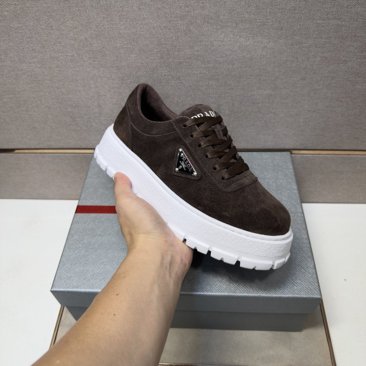 Prada Men's Paneled Chunky-Sole Sneakers — model