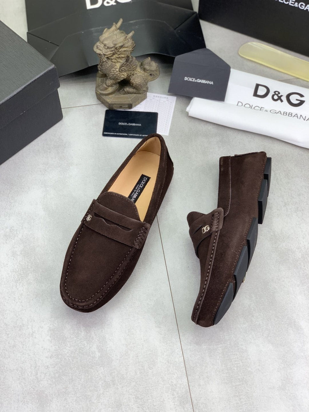 Dolce & Gabbana Men's Stitched-Toe Driving Loafers — front