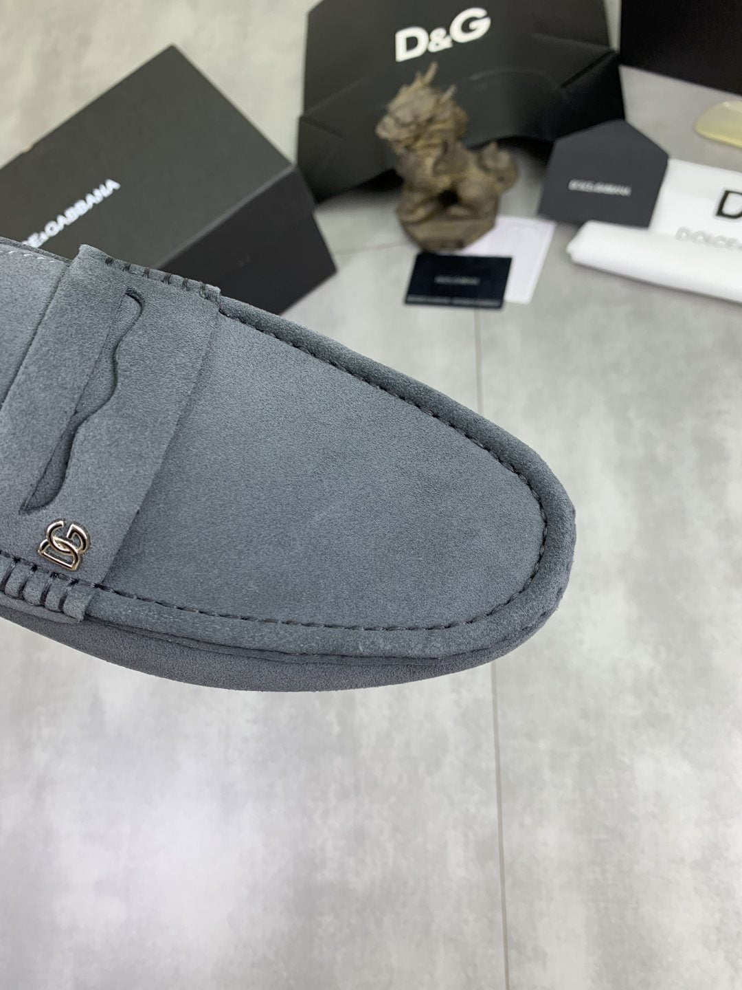 Dolce & Gabbana Men's Stitched-Toe Driving Loafers — detail