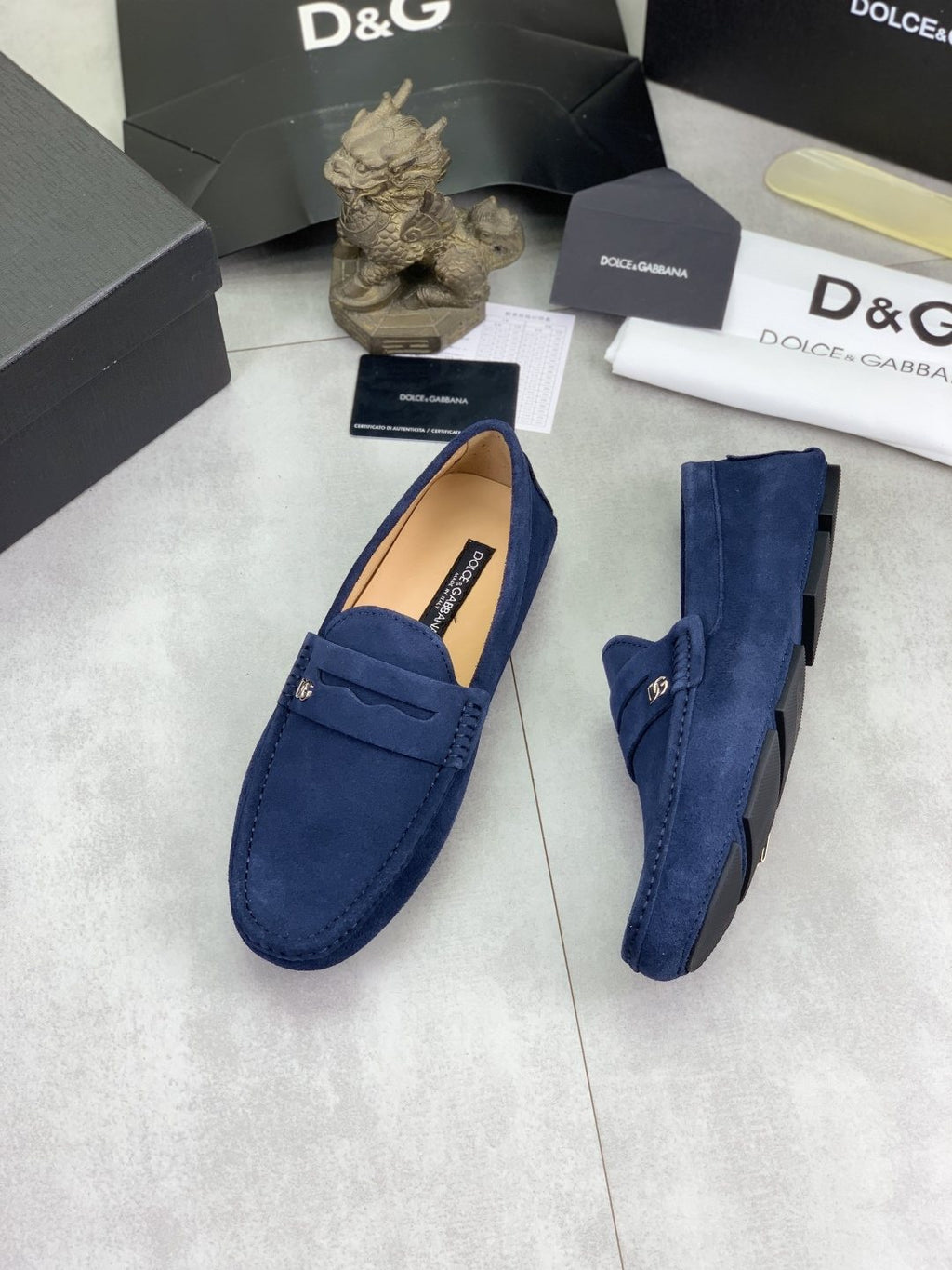 Dolce & Gabbana Men's Stitched-Toe Driving Loafers — front