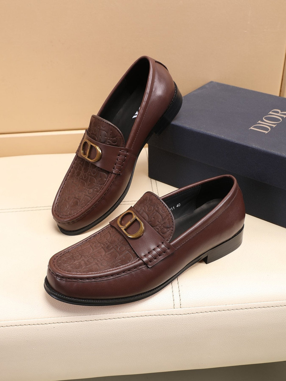 Dior Textured Buckle Loafers — front
