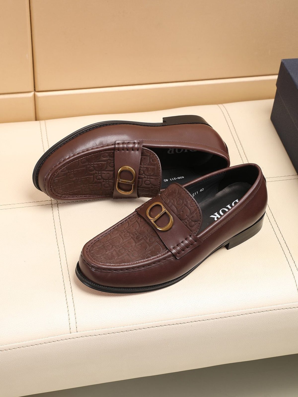 Dior Textured Buckle Loafers — front