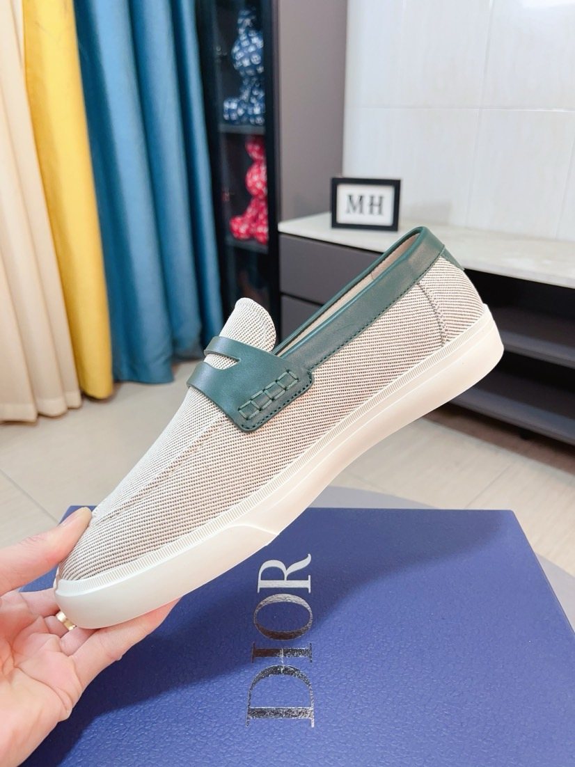 Dior Beige Contrast-Trim Loafers — model
