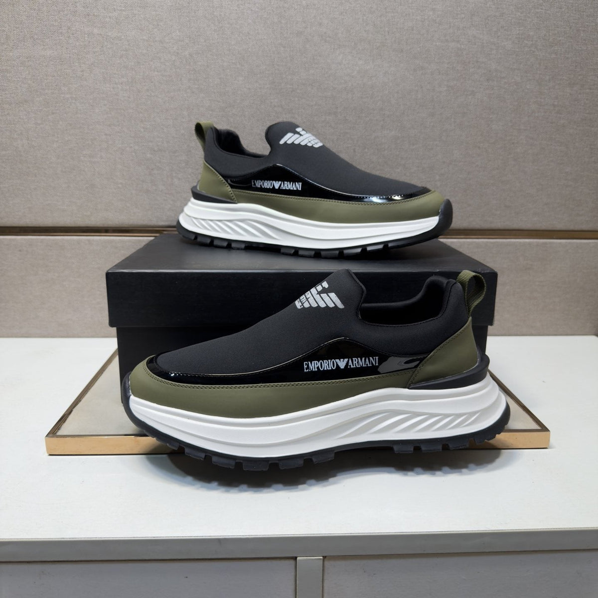 Armani Chunky Sole Slip-On Sneakers — model