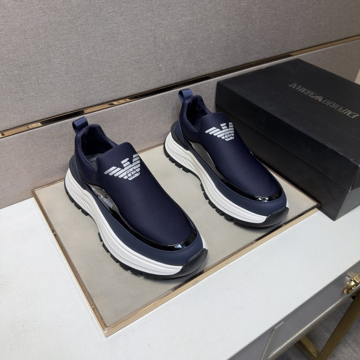 Armani Chunky Sole Slip-On Sneakers — front