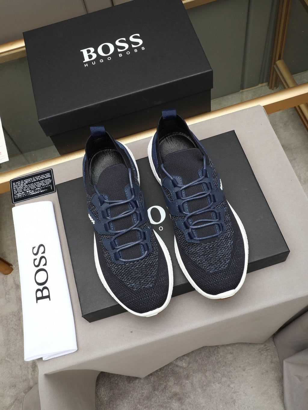 BOSS Textured Lace-Up Sneakers — model