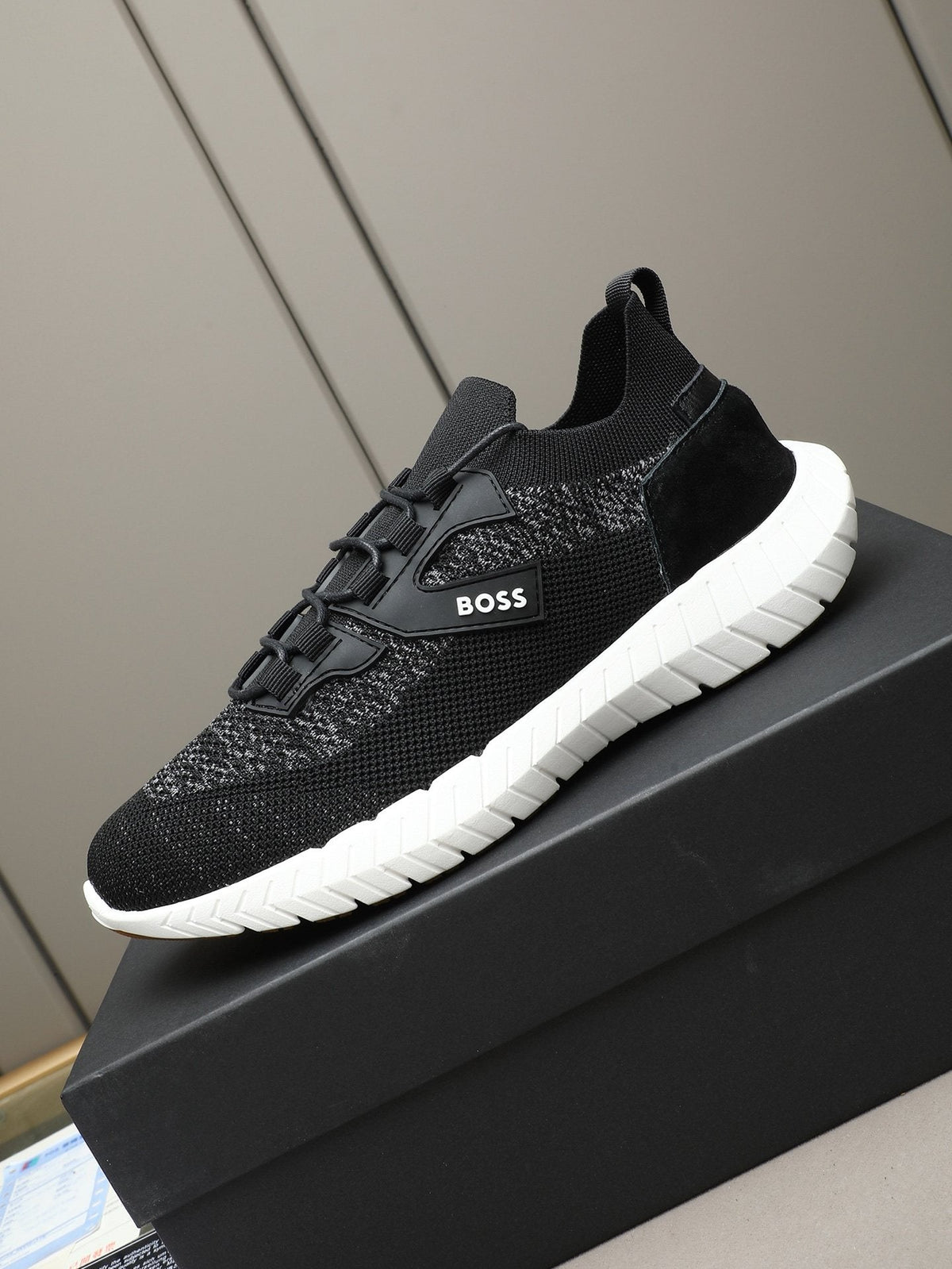 BOSS Textured Lace-Up Sneakers — hero