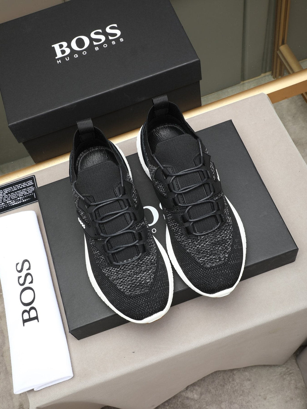 BOSS Textured Lace-Up Sneakers — front
