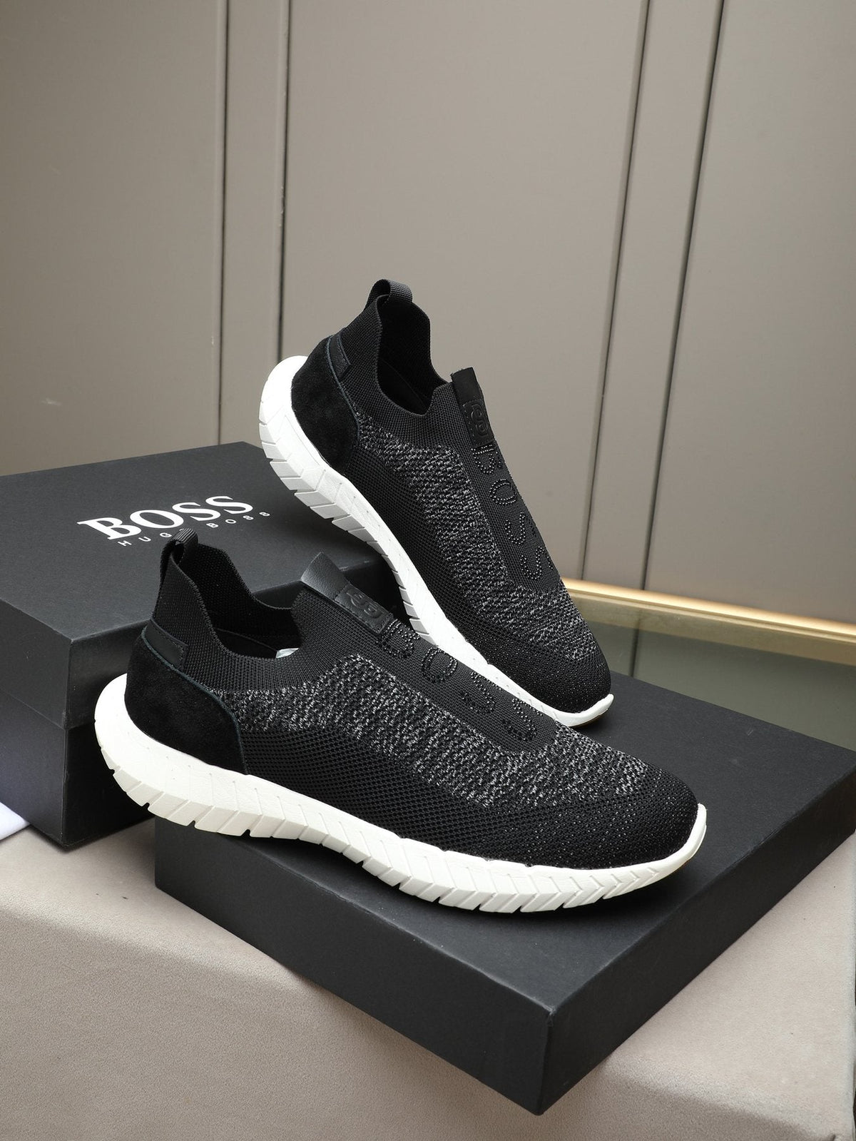 Hugo Boss Textured Slip-On Sneakers — back