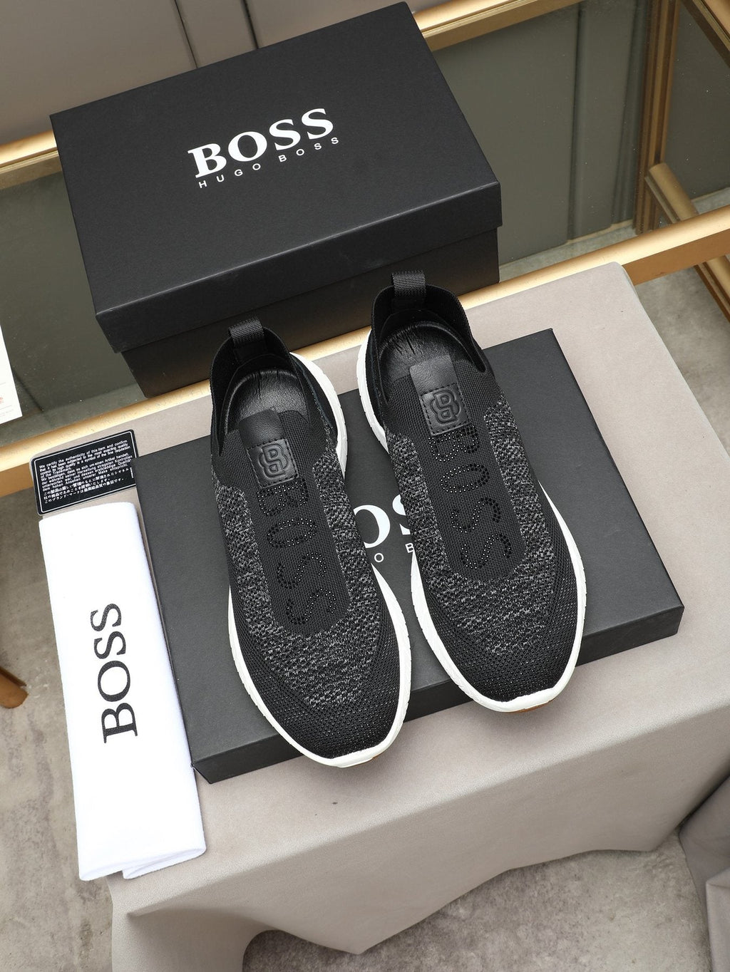 Hugo Boss Textured Slip-On Sneakers — front