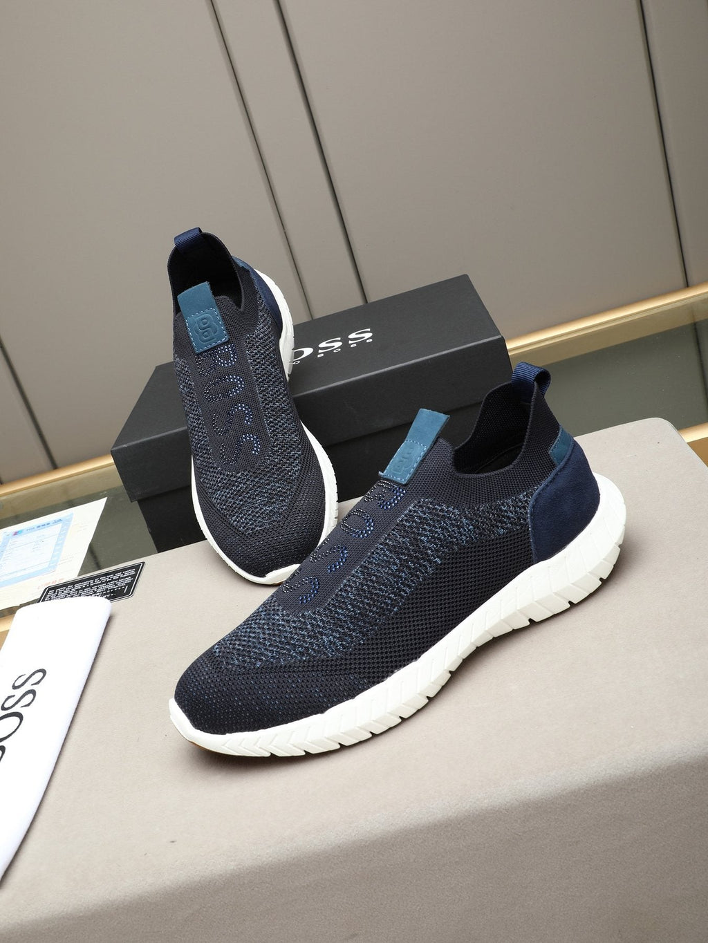 Hugo Boss Textured Slip-On Sneakers — front