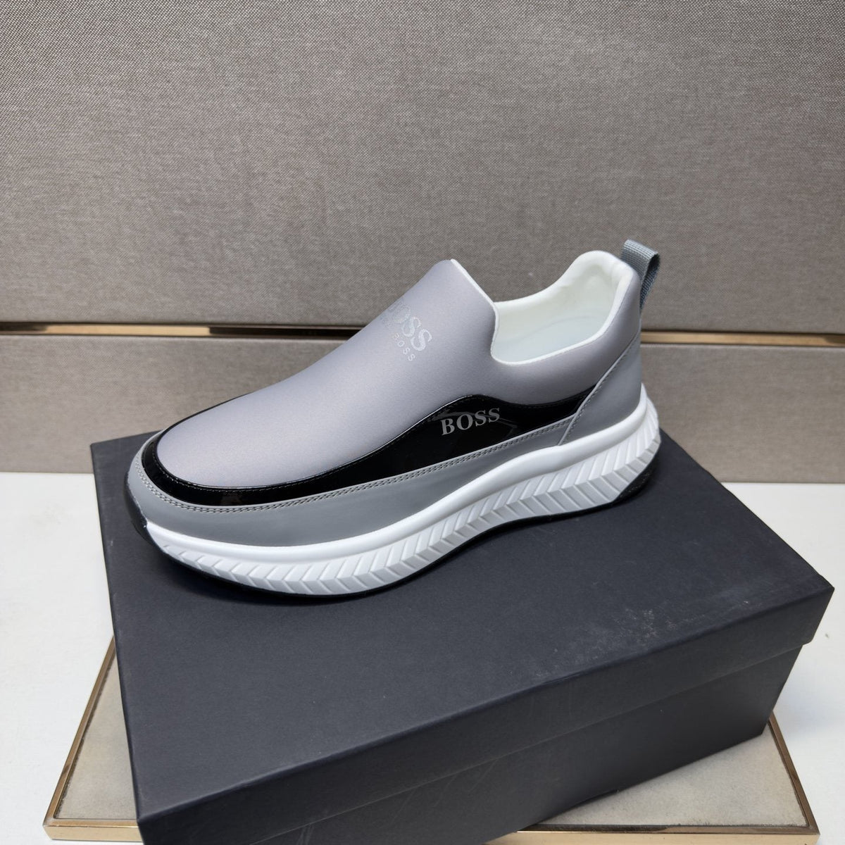 BOSS Men's Contrast-Trim Slip-On Sneakers — front