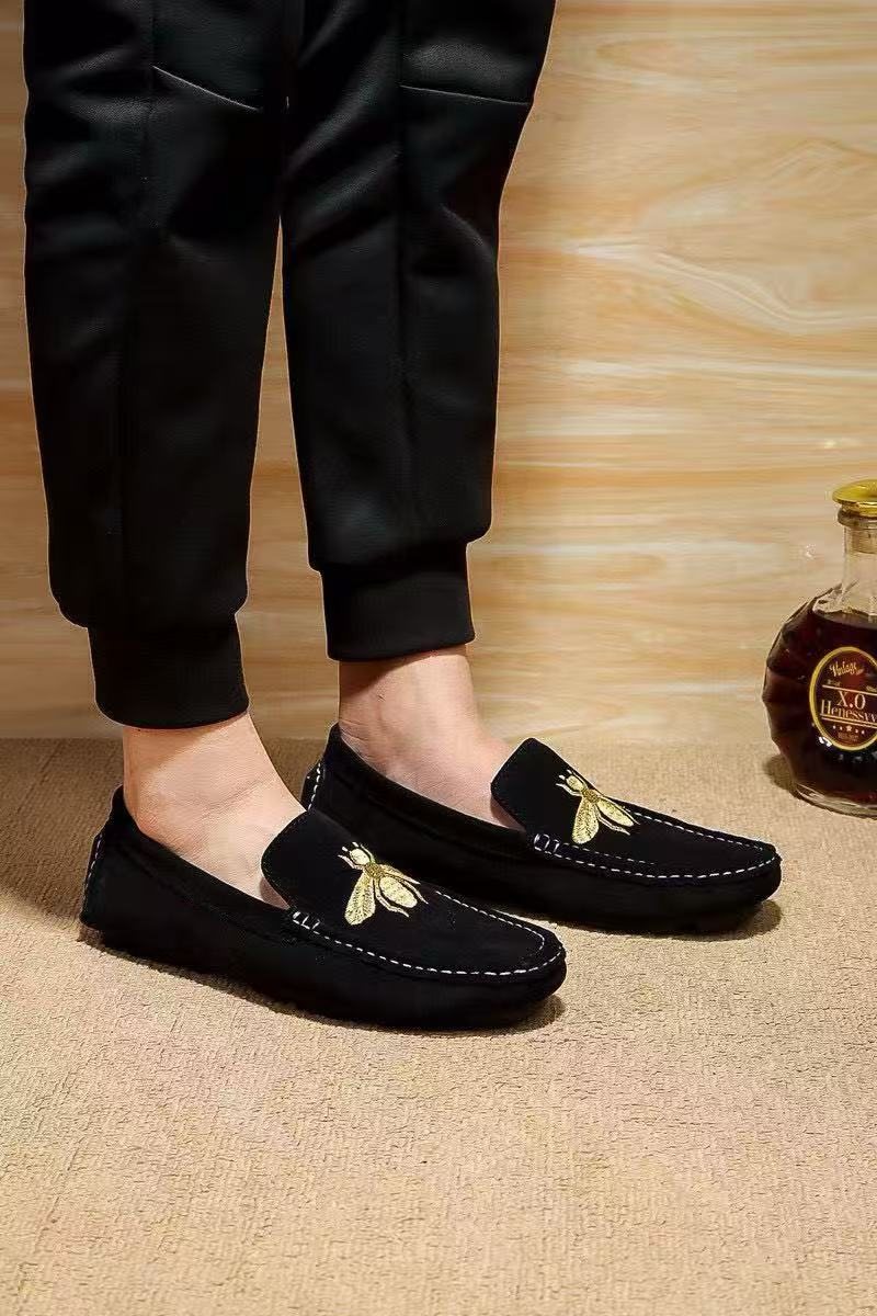 Gucci Black Bee-Embroidered Loafers — model
