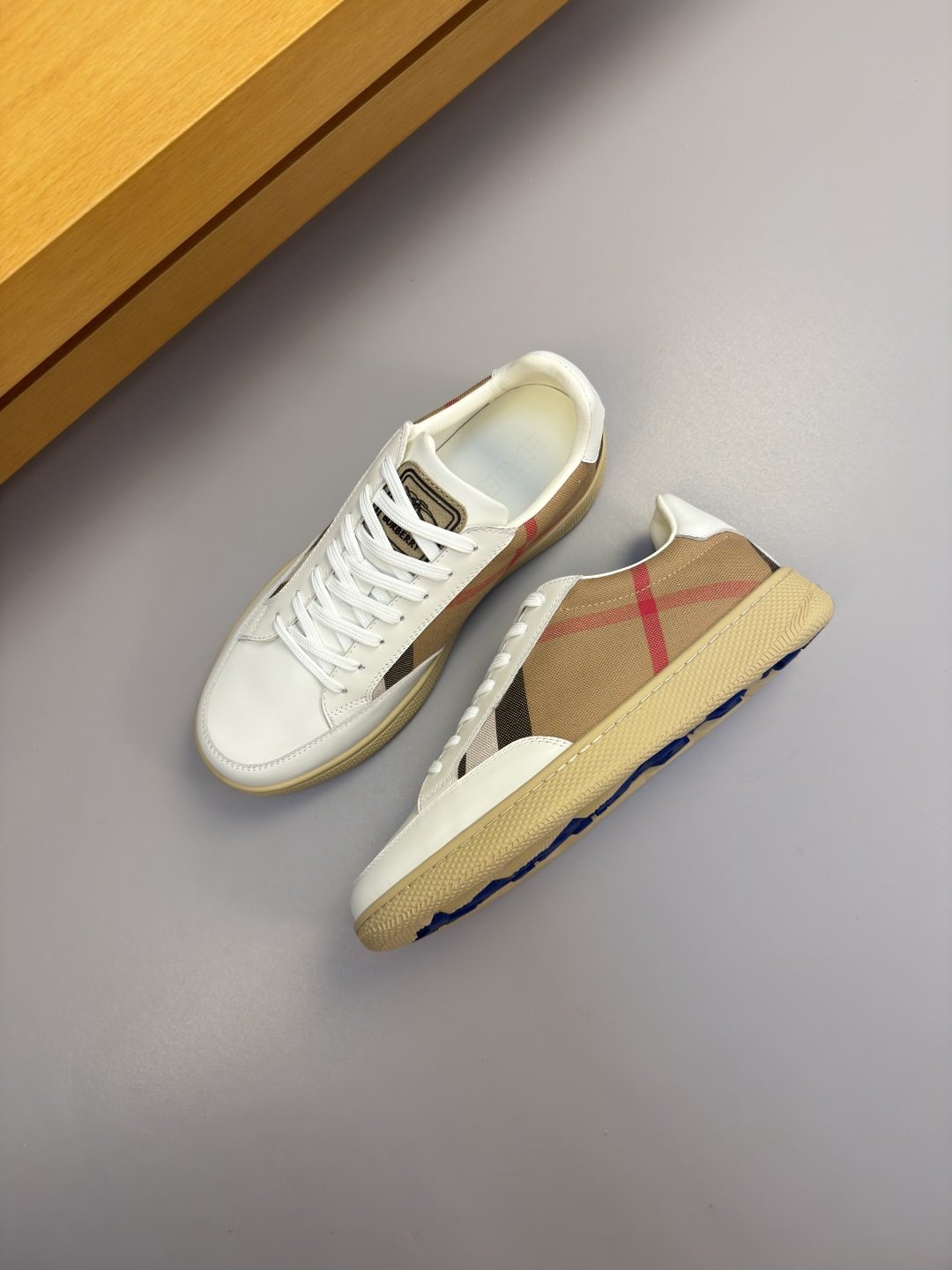 Burberry Check-Panel Low-Top Sneakers — side