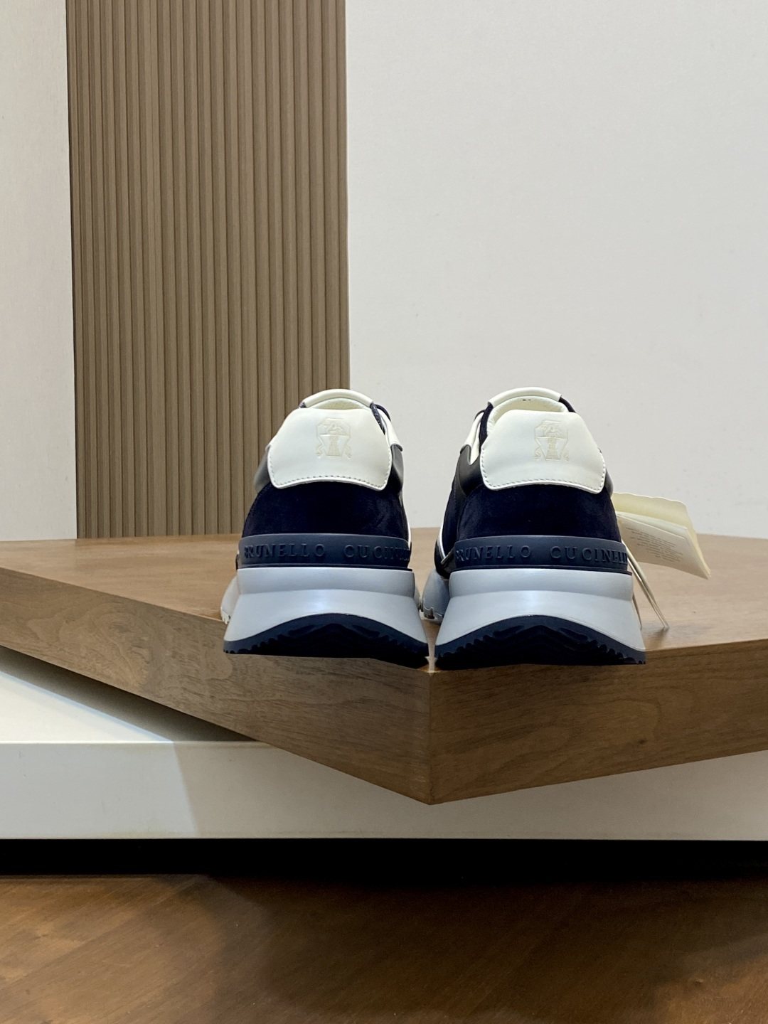 Brunello Cucinelli Navy and Gray Low-Top Sneakers — back
