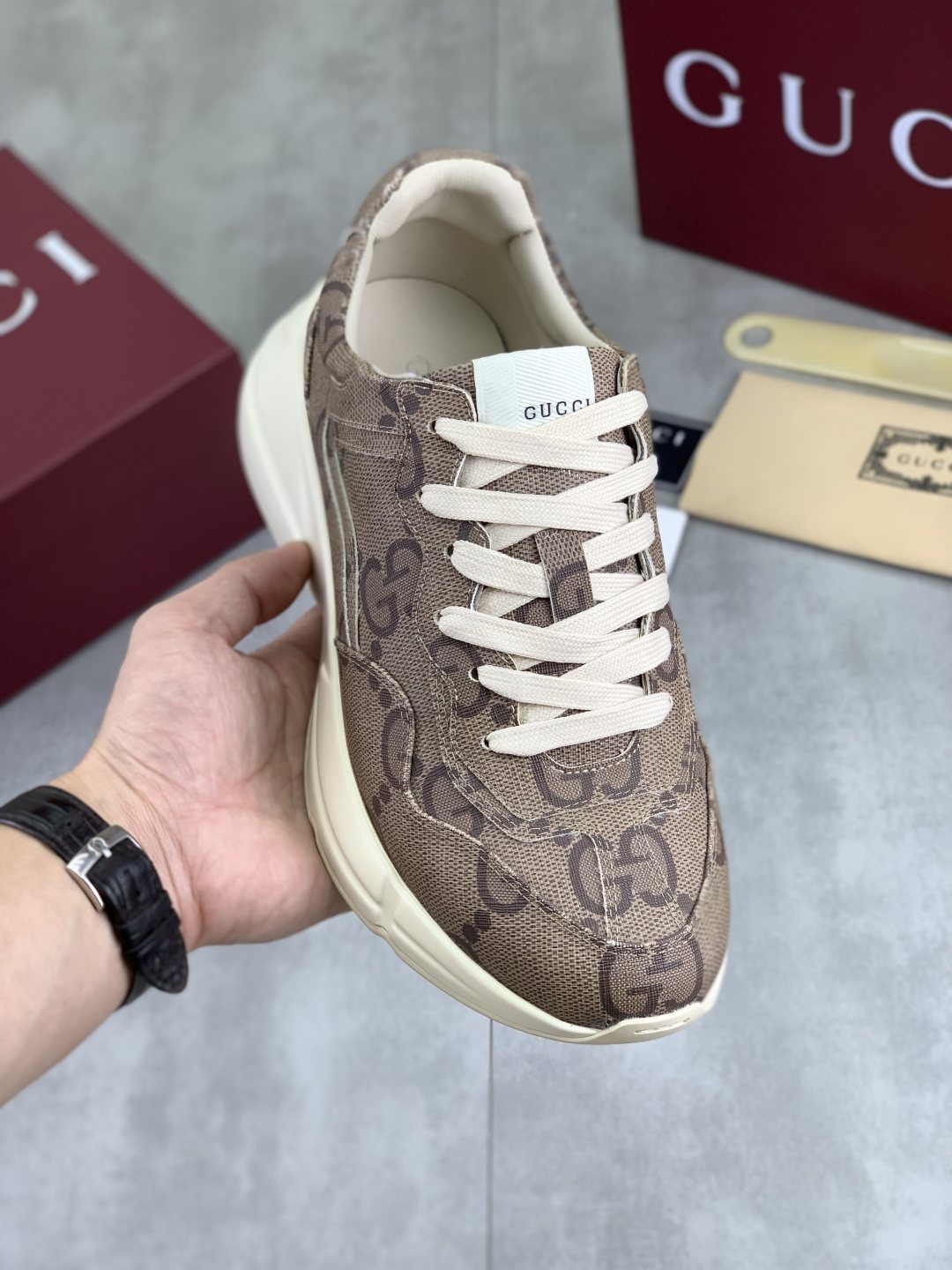 Gucci Patterned Chunky Sneakers — model
