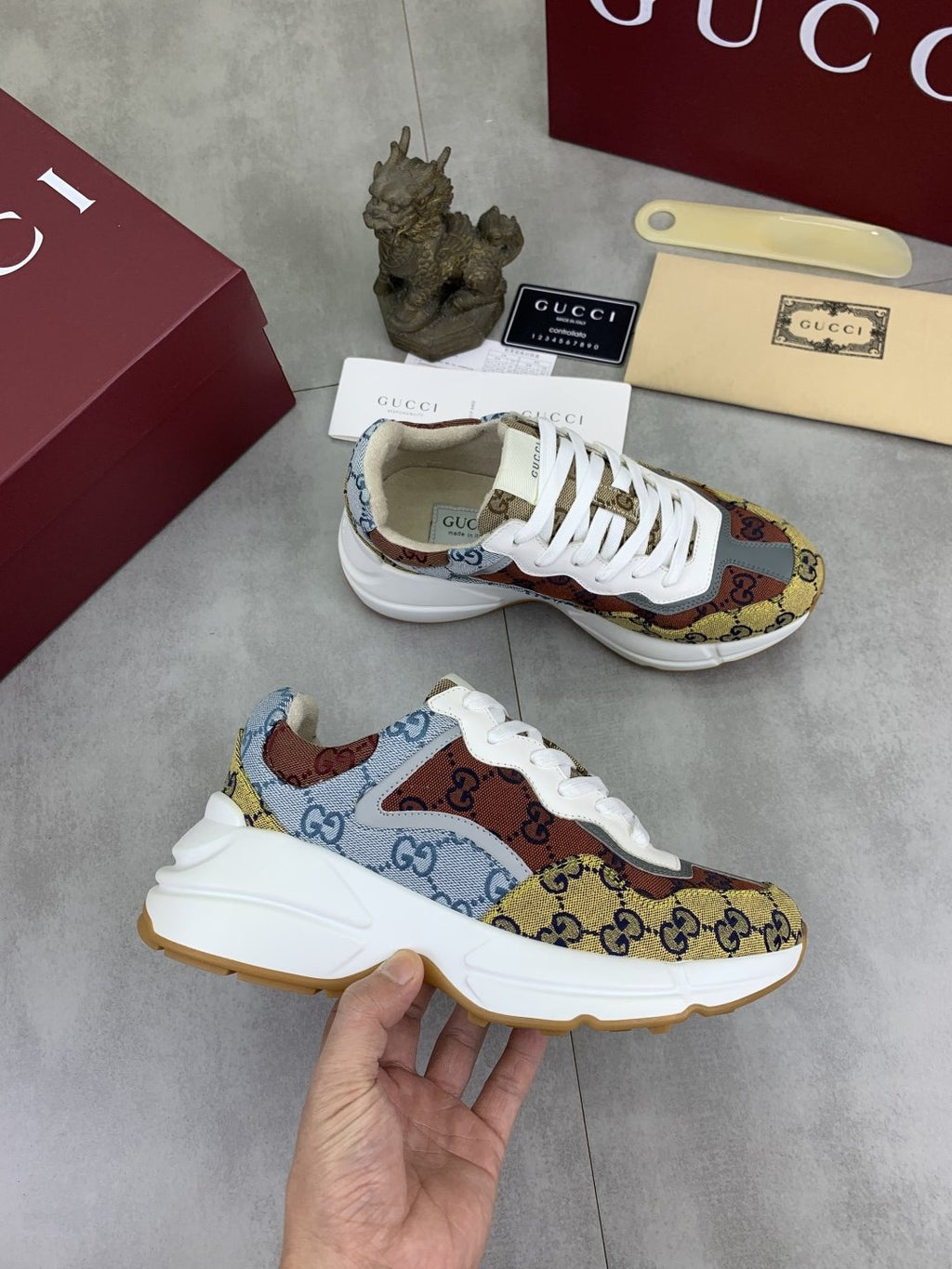 Gucci Patterned Chunky Sneakers — model