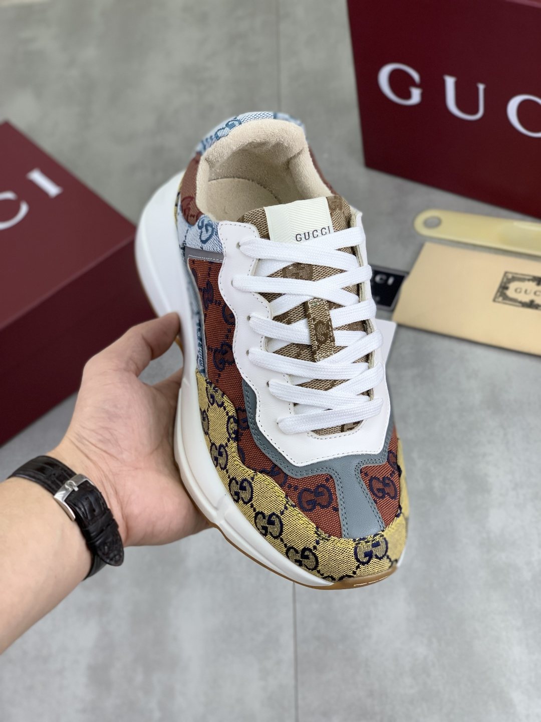 Gucci Patterned Chunky Sneakers — model