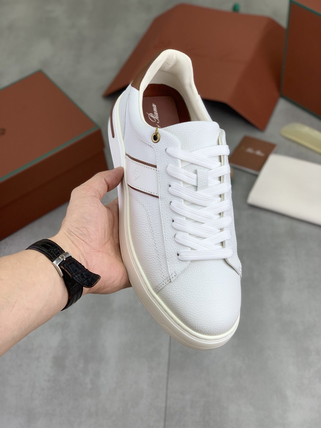 Loro Piana Contrast-Trim Low-Top Sneakers — model