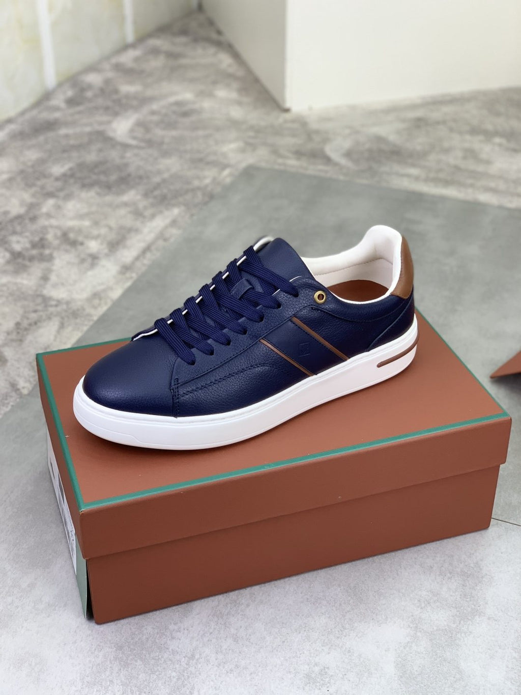 Loro Piana Contrast-Trim Low-Top Sneakers — side