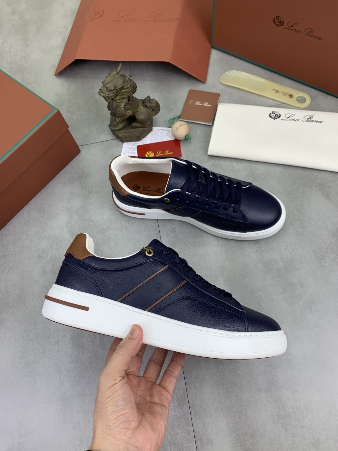 Loro Piana Contrast-Trim Low-Top Sneakers — model