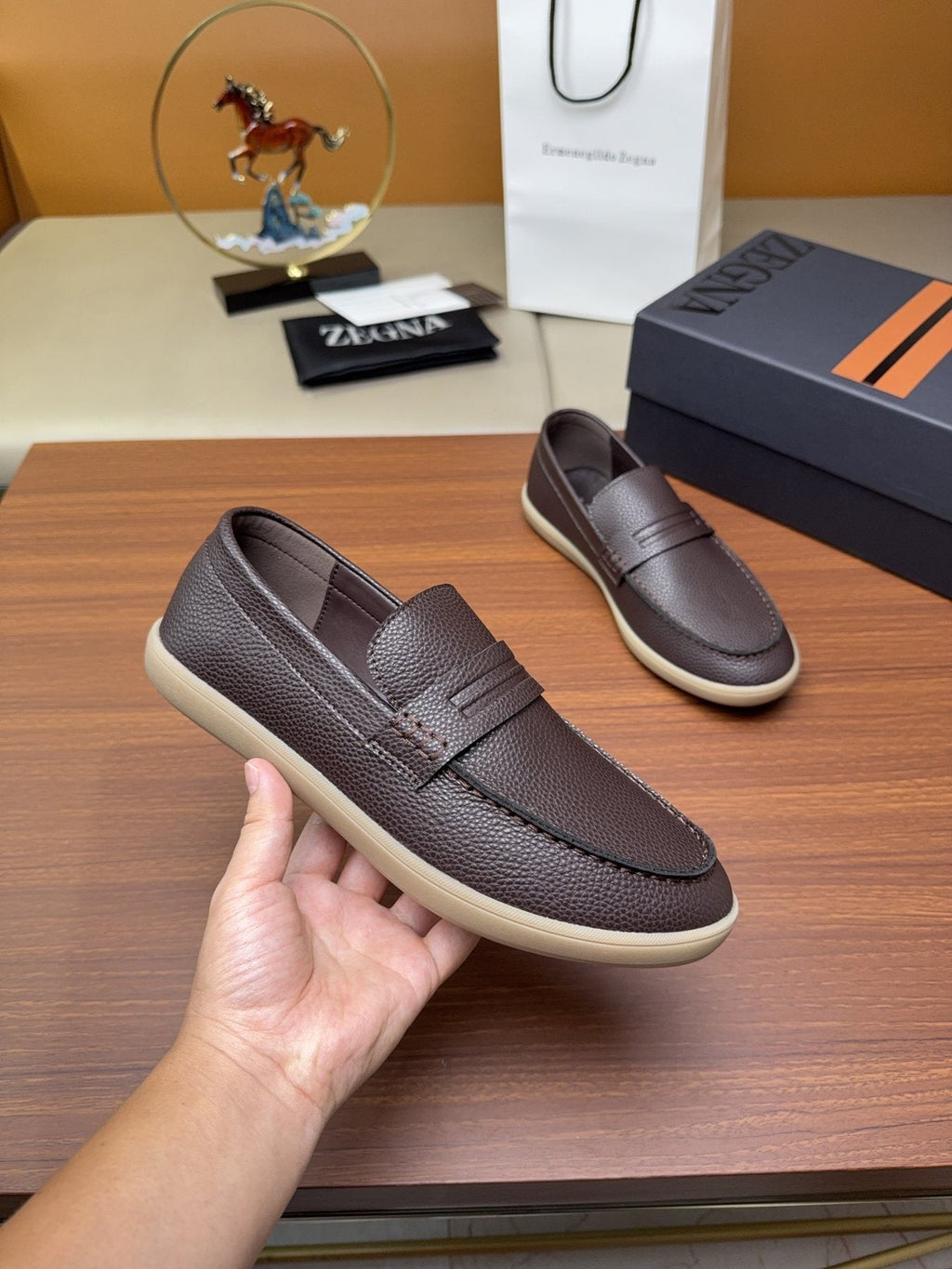 Zegna Men's Textured Slip-On Loafers — model