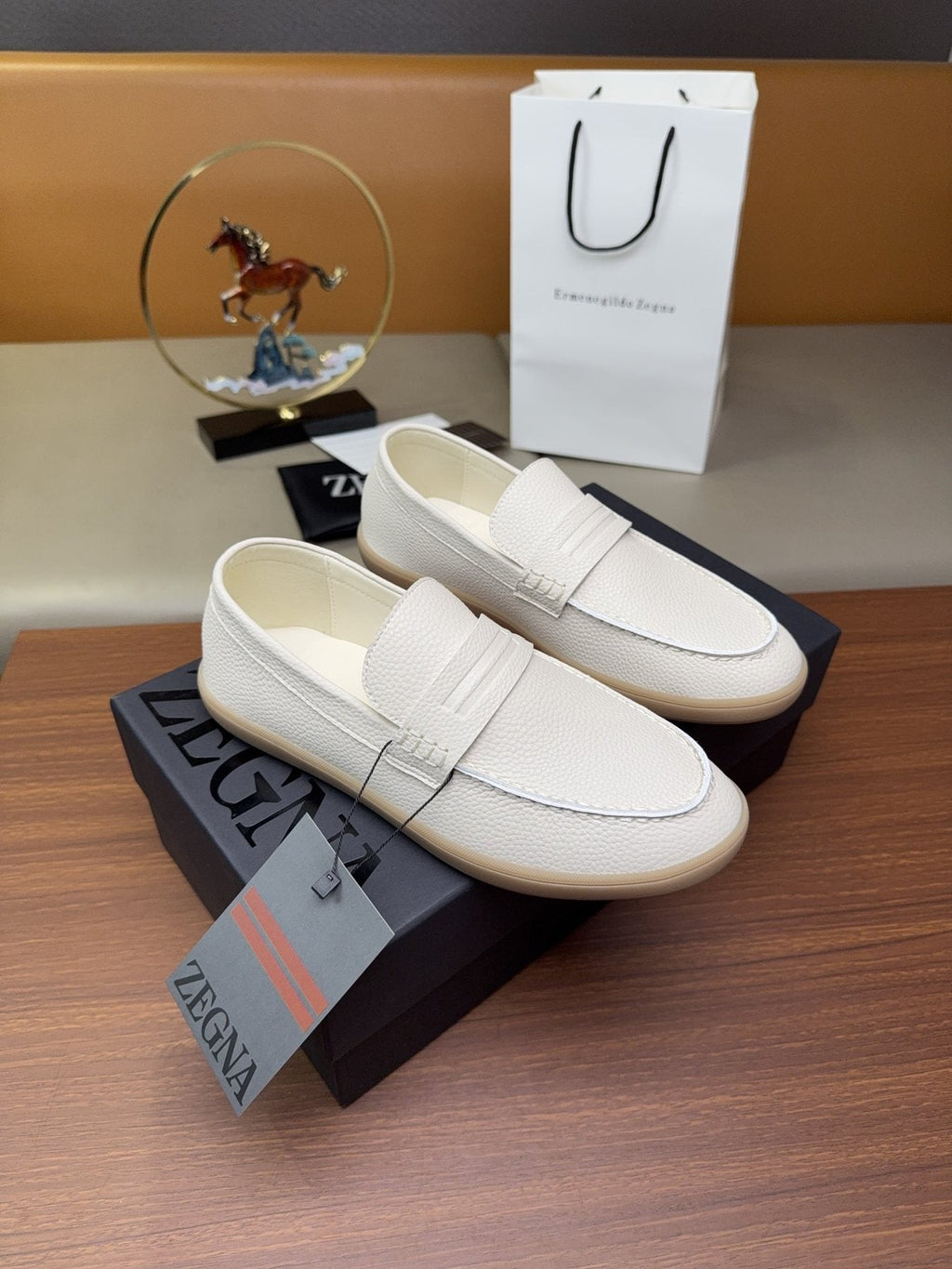 Zegna Men's Textured Slip-On Loafers — front