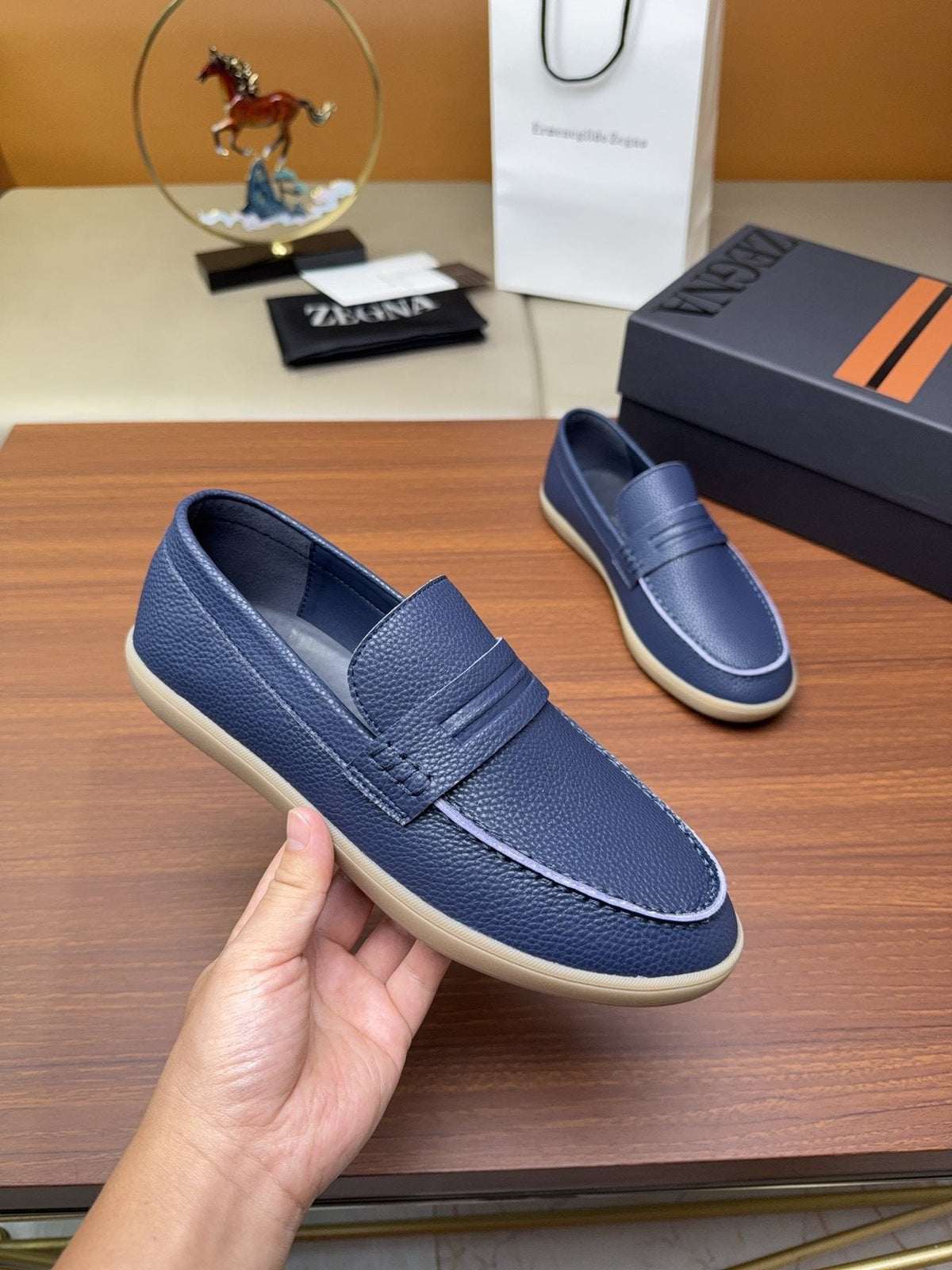 Zegna Men's Textured Slip-On Loafers — model