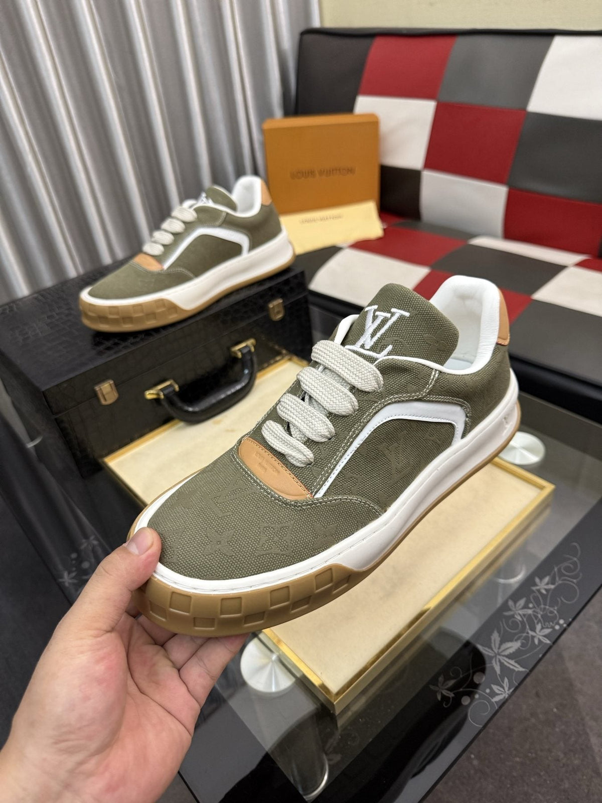 Louis Vuitton Patterned Low-Top Sneakers — model