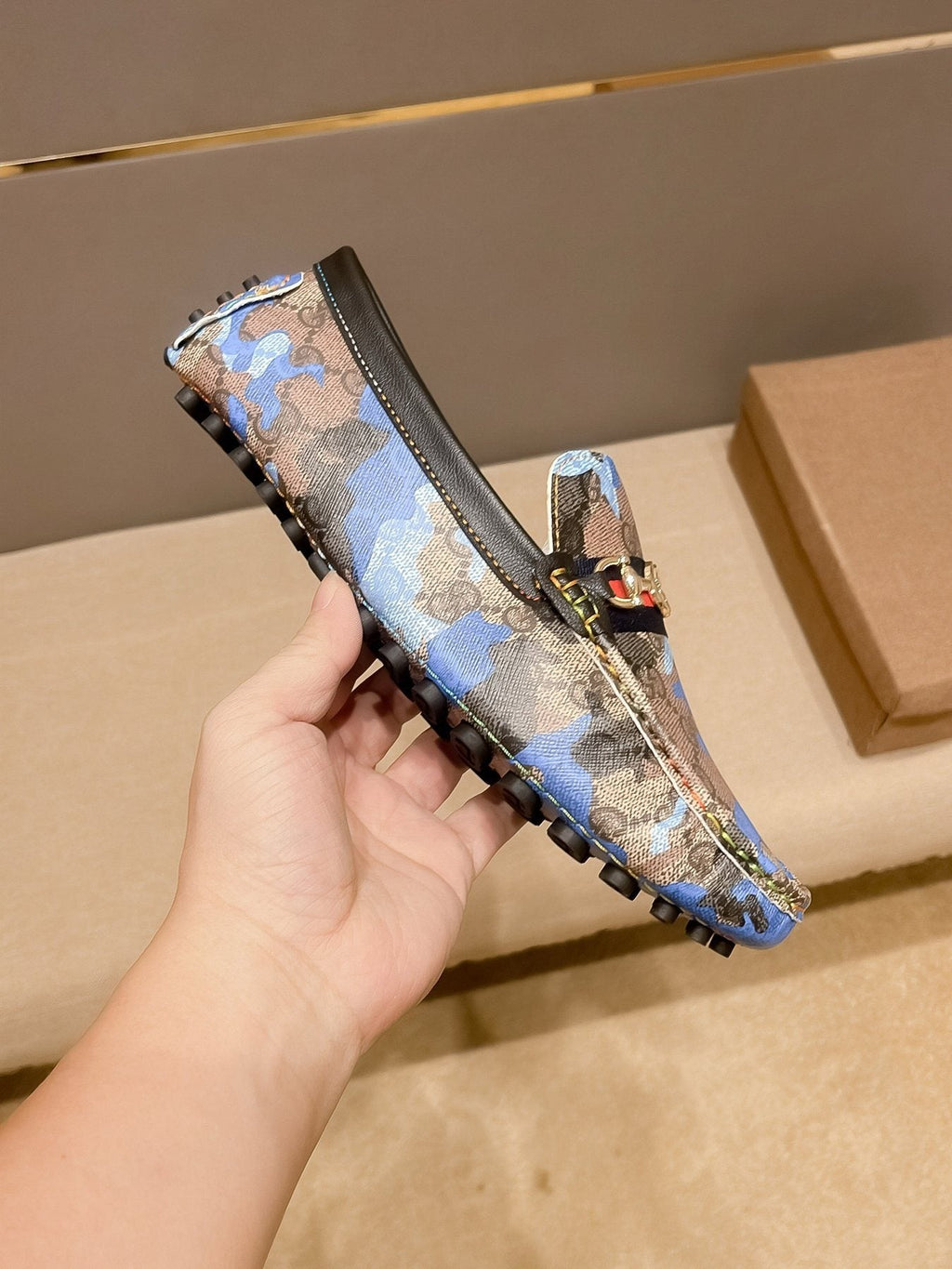 Gucci Patterned Metal-Accent Loafers — side