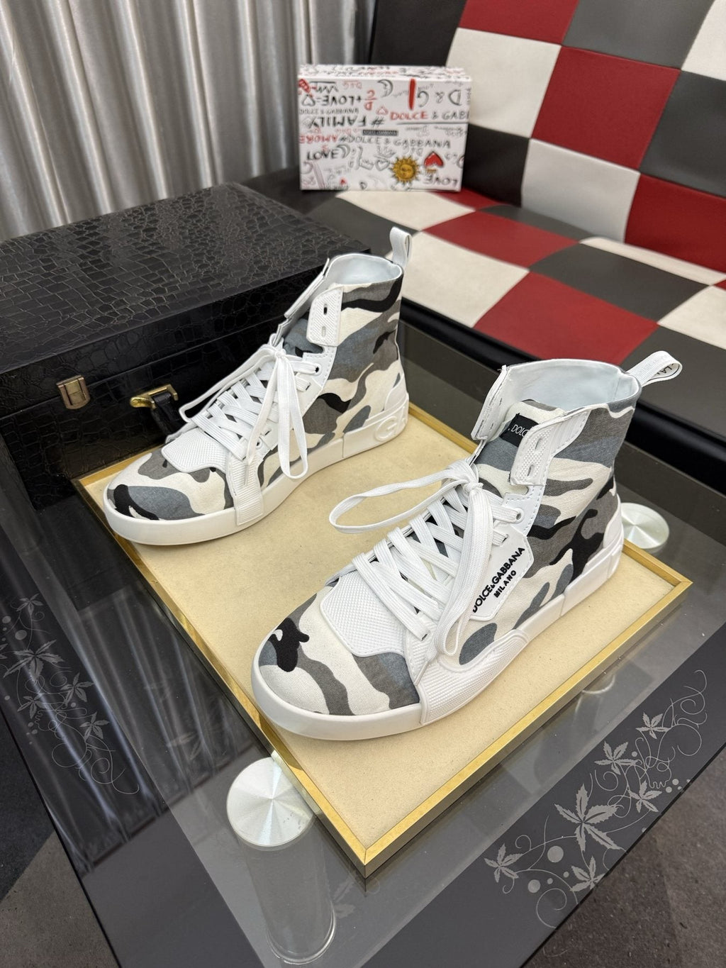 Dolce & Gabbana Paneled High-Top Sneakers — front