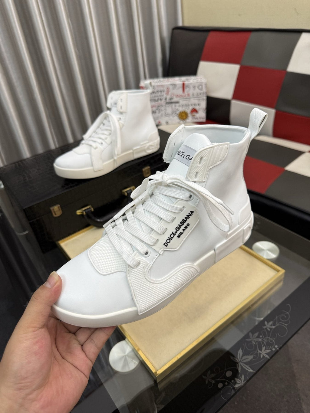 Dolce & Gabbana Paneled High-Top Sneakers — model