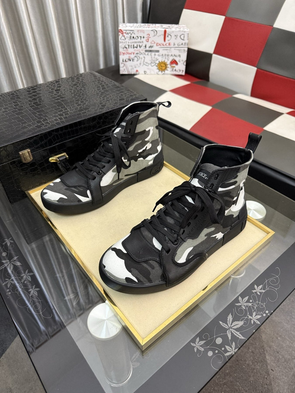 Dolce & Gabbana Paneled High-Top Sneakers — front