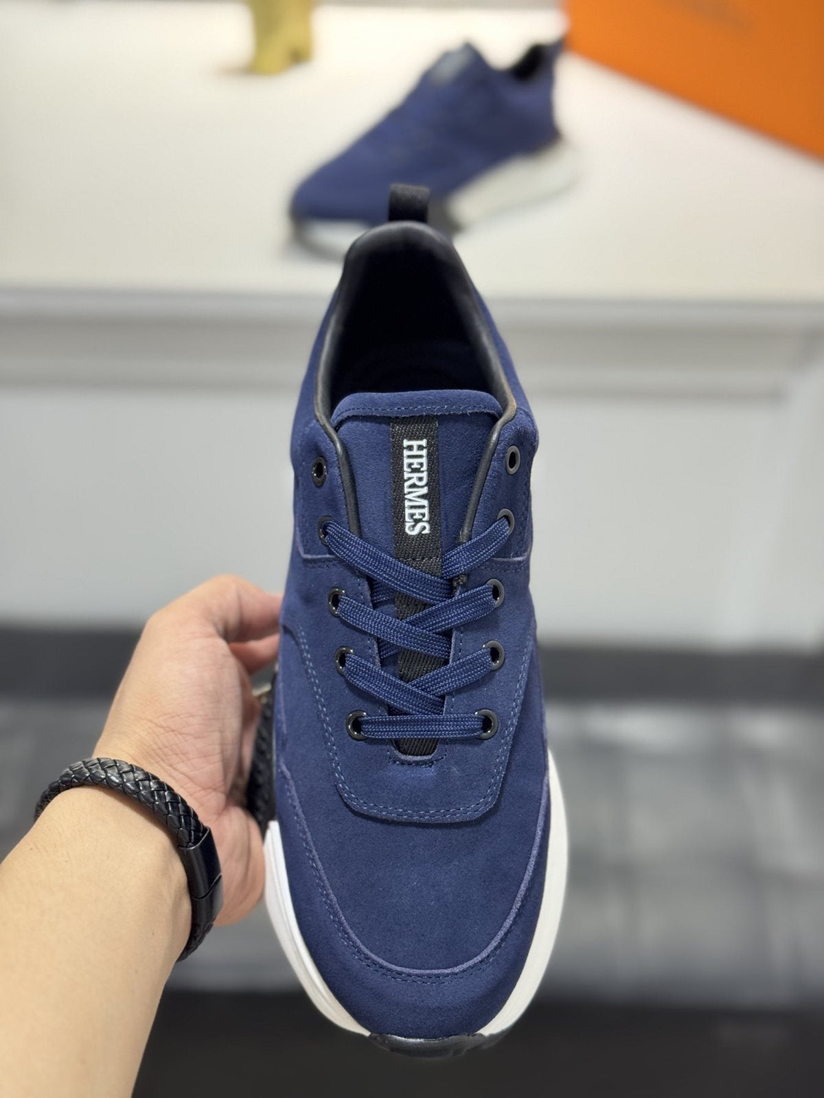Hermès Men's Paneled Lace-Up Sneakers — model