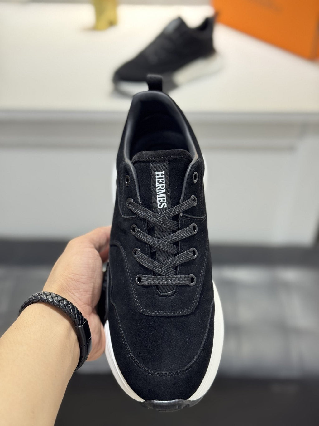 Hermès Men's Paneled Lace-Up Sneakers — model
