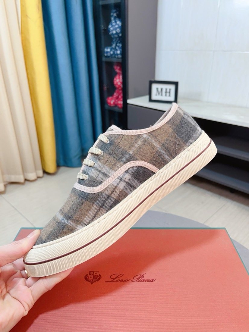 Loro Piana Contrast-Trim Low-Top Casual Shoes — side
