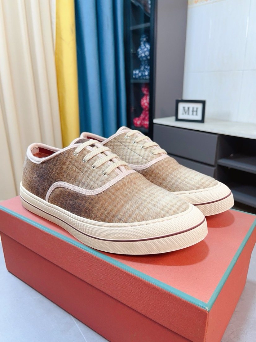 Loro Piana Contrast-Trim Low-Top Casual Shoes — front