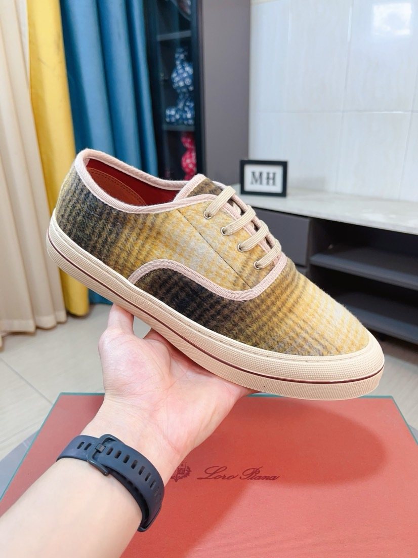 Loro Piana Contrast-Trim Low-Top Casual Shoes — model