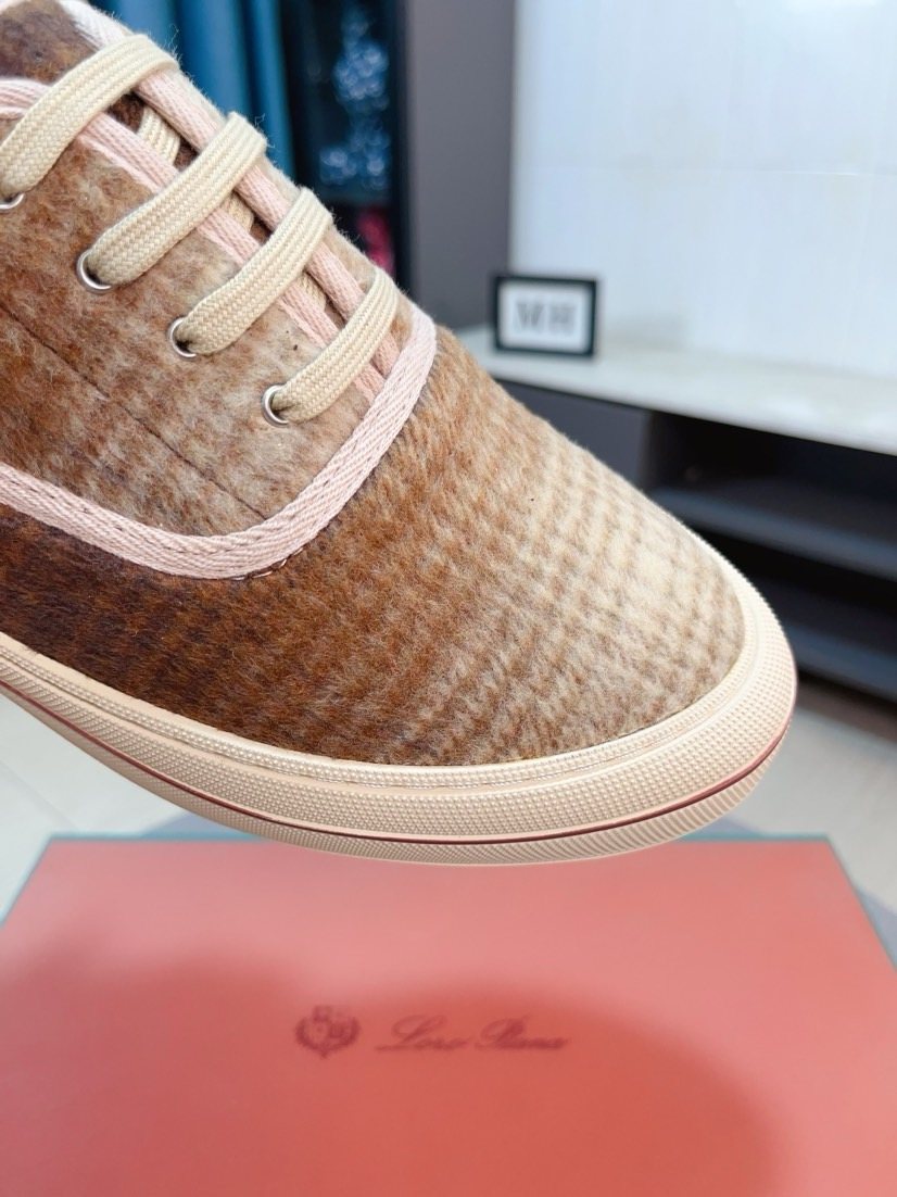 Loro Piana Contrast-Trim Low-Top Casual Shoes — detail