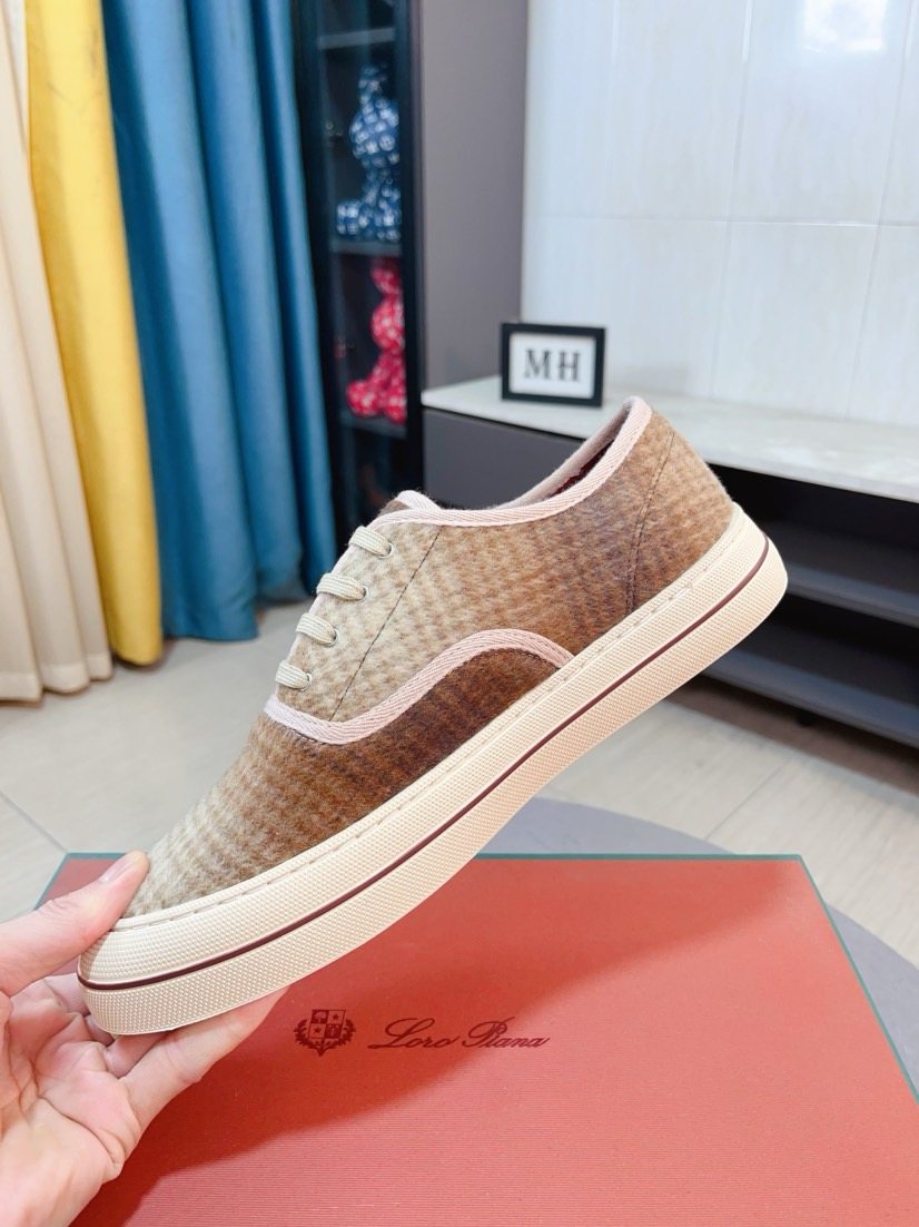 Loro Piana Contrast-Trim Low-Top Casual Shoes — model