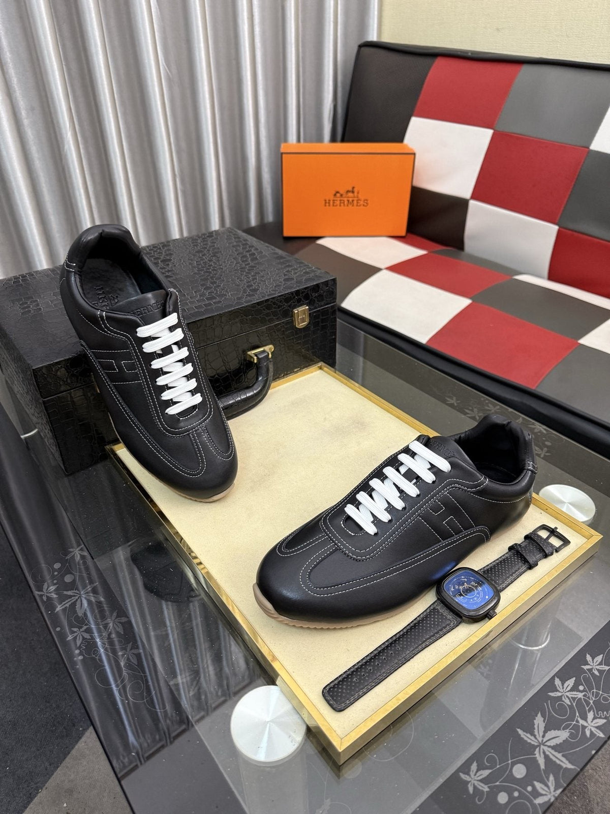 Hermès Stitched Low-Top Sneakers — front