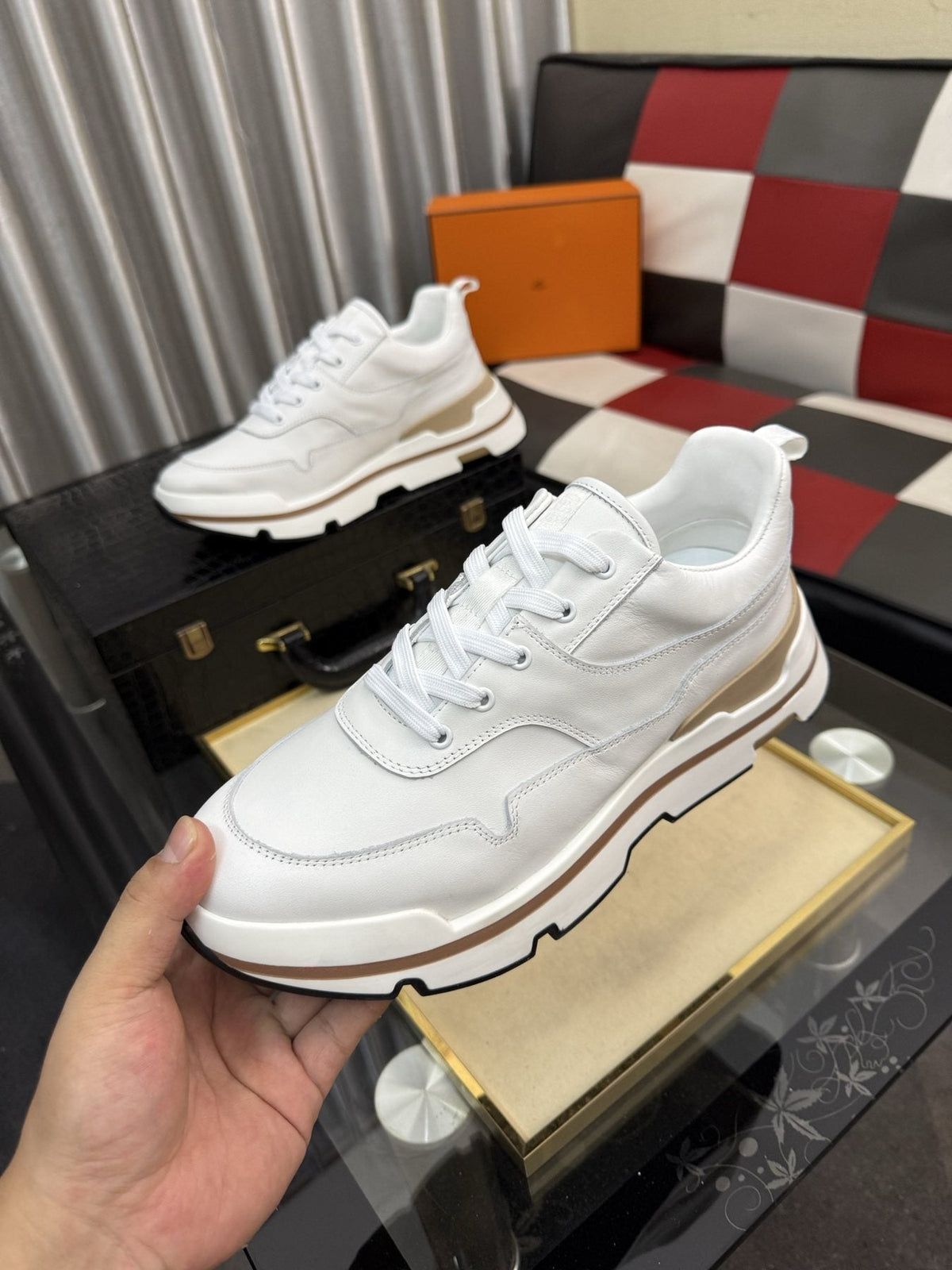 Hermès Layered-Sole Casual Sneakers — model