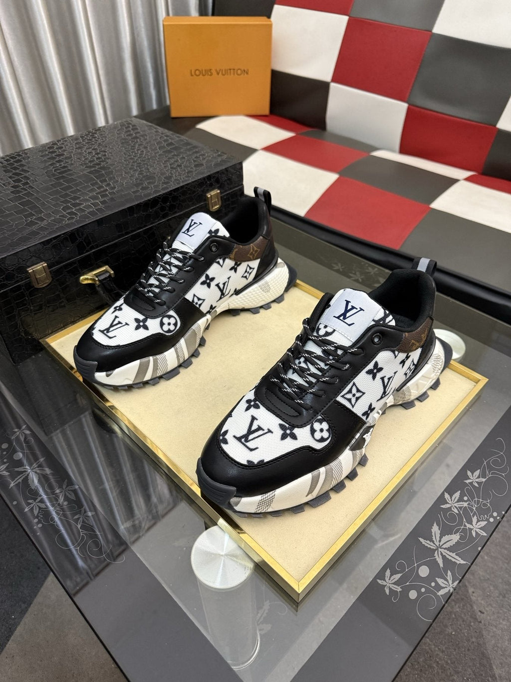 Louis Vuitton Graphic-Pattern Chunky Sneakers — front
