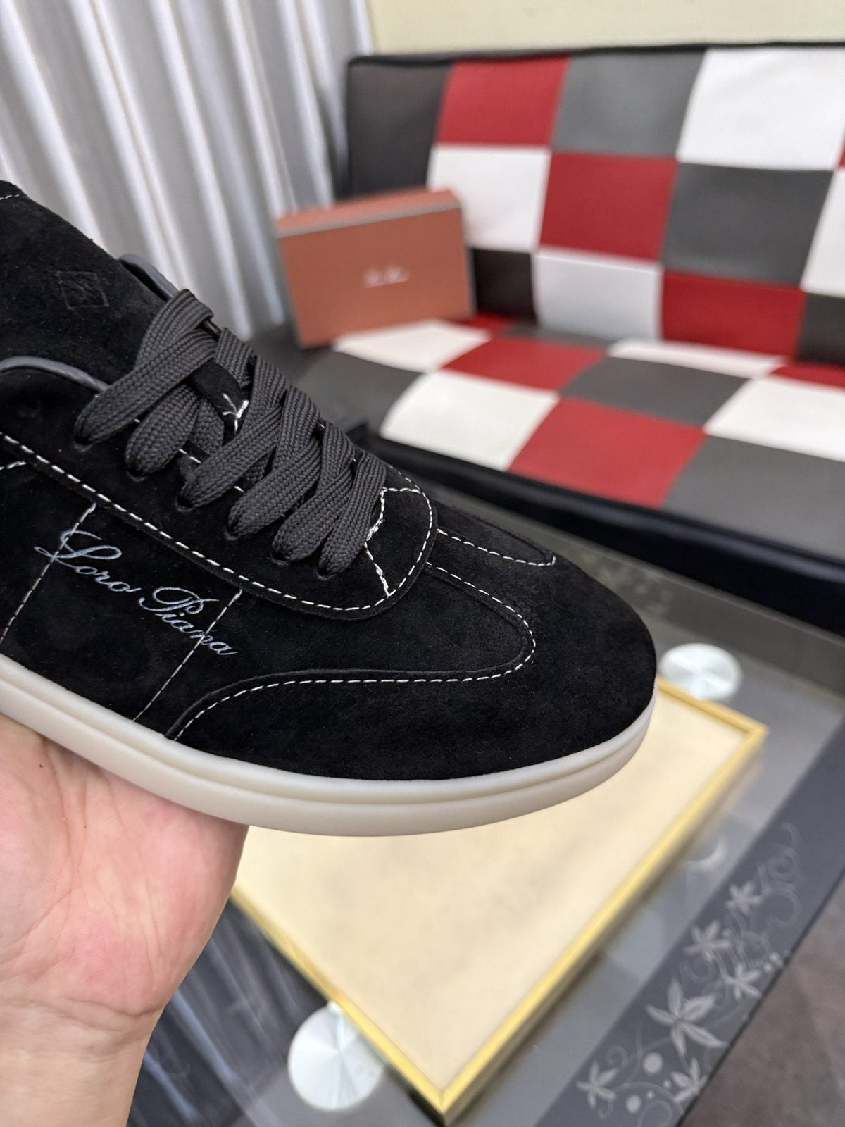 Loro Piana Low-Top Lace-Up Sneakers — detail