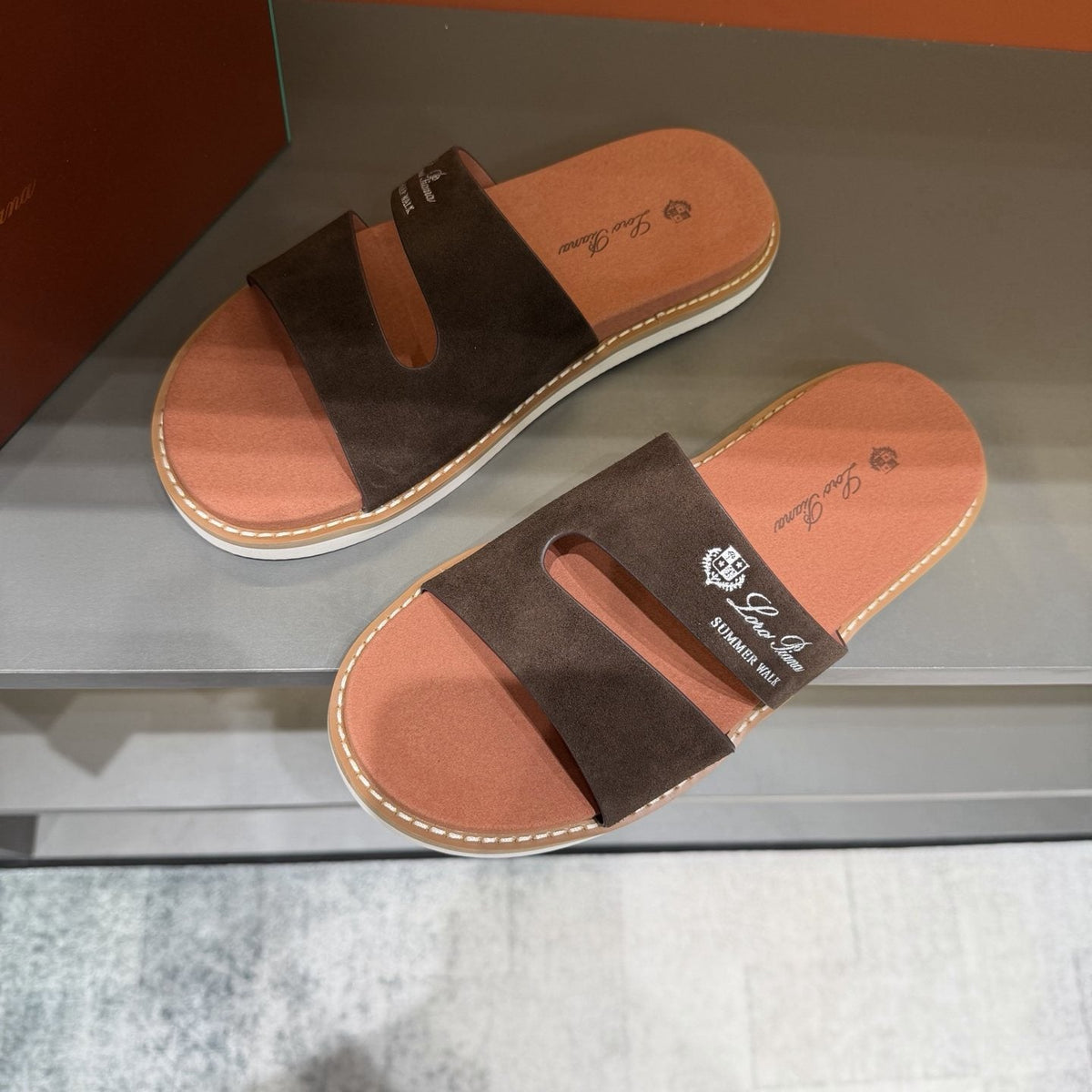 Loro Piana Summer Walk Slotted Slide Sandals — front