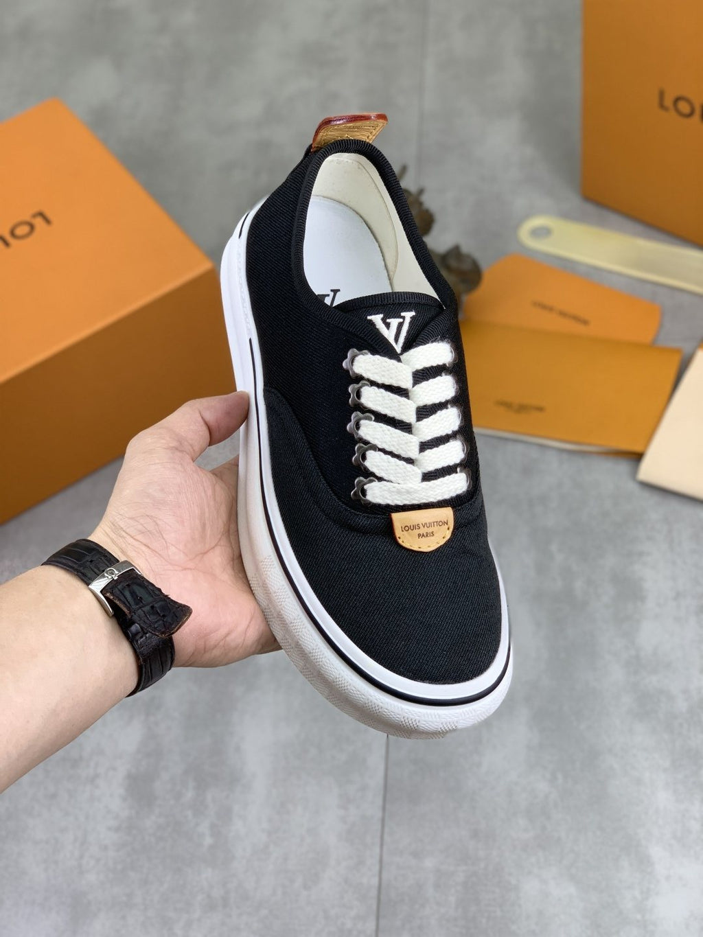 Louis Vuitton Textured Low-Top Sneakers — front