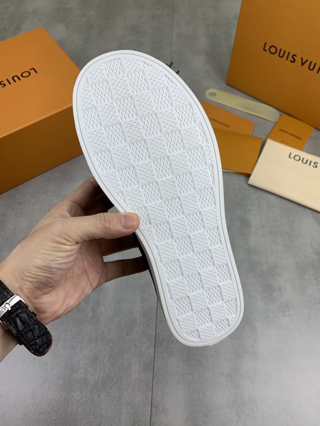 Louis Vuitton Textured Low-Top Sneakers — detail