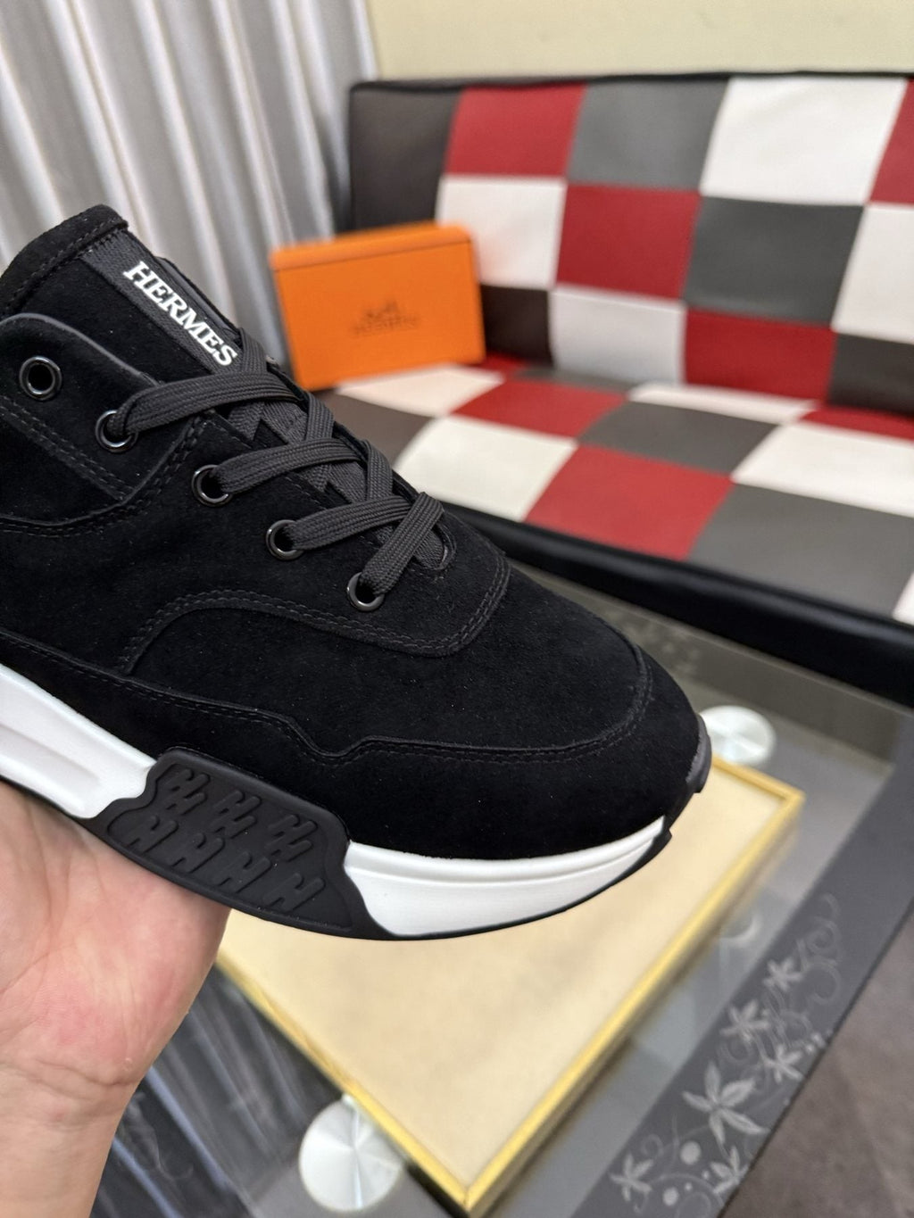 Hermès Layered Low-Top Sneakers — detail