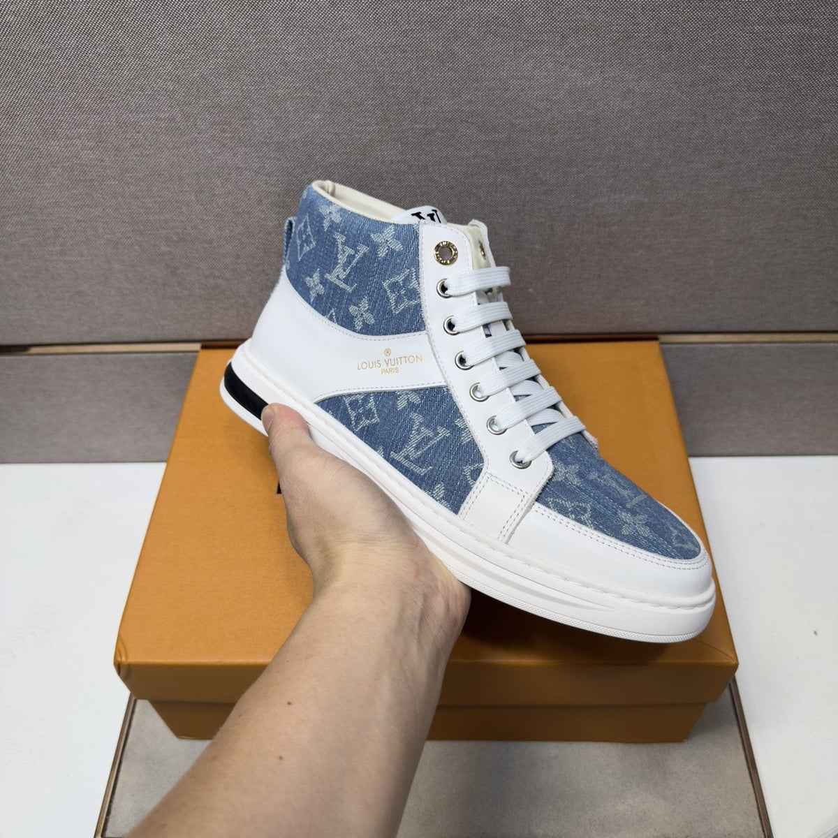 Louis Vuitton Patterned High-Top Sneakers — model