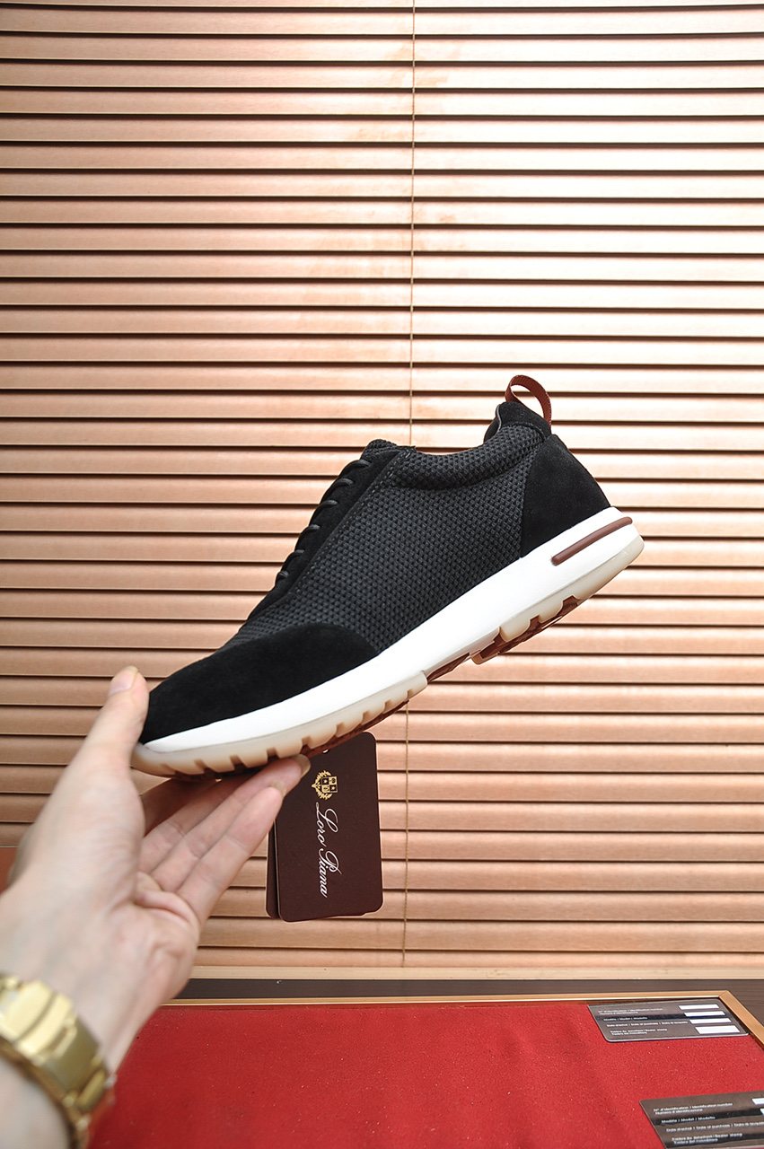Loro Piana Men's Textured Lace-Up Sneakers — model